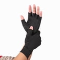 thumbnail image 1 of Chainplus Gants de Compression Sans Doigts Magnétiques pour Thérapie de l'Arthrite, Noir, Noir, Régulier, 1 of 8