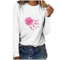 thumbnail image 2 of VKOYWKM Pink Ribbon T-Shirts for Women Breast Cancer Awareness T Shirt Long Sleeve Breast Cancer Survivor Tops Fight Cancer Crew Neck Sweatshirts, 2 of 4