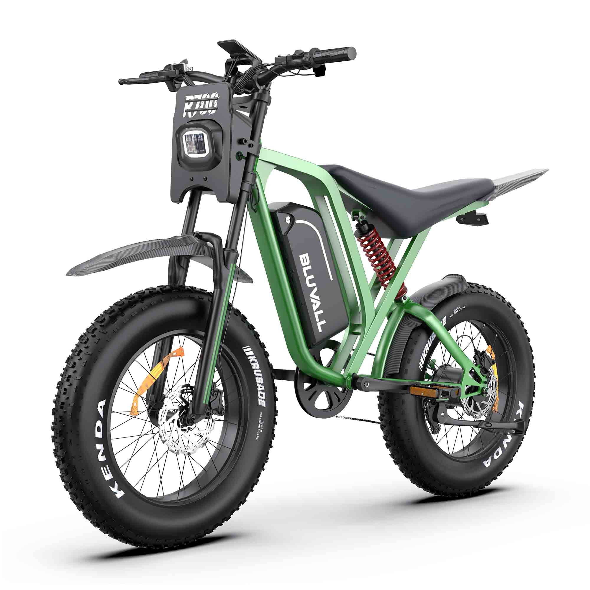 Bluvall Electric Bike for Adults, 1800W Motor 35MPH, 52V/25AH Battery, 20"x4" Fat Tire Ebike, E Mountain Bicycle, Full Suspension UL2849