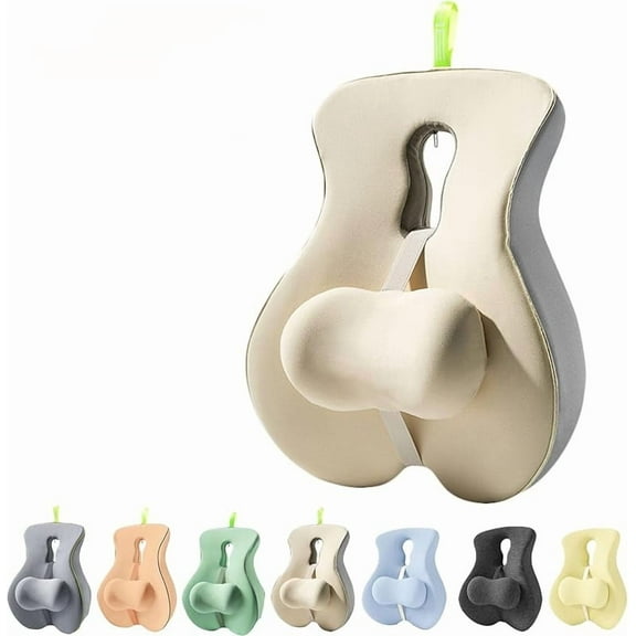 Lumbar Support Cushion, Orthopedic Lumbar Seat Cushion, Back Rest Pillow for Chair, Office Chairs、Gaming Chairs,Back Cushions, Adjustable Sliders (Beige)