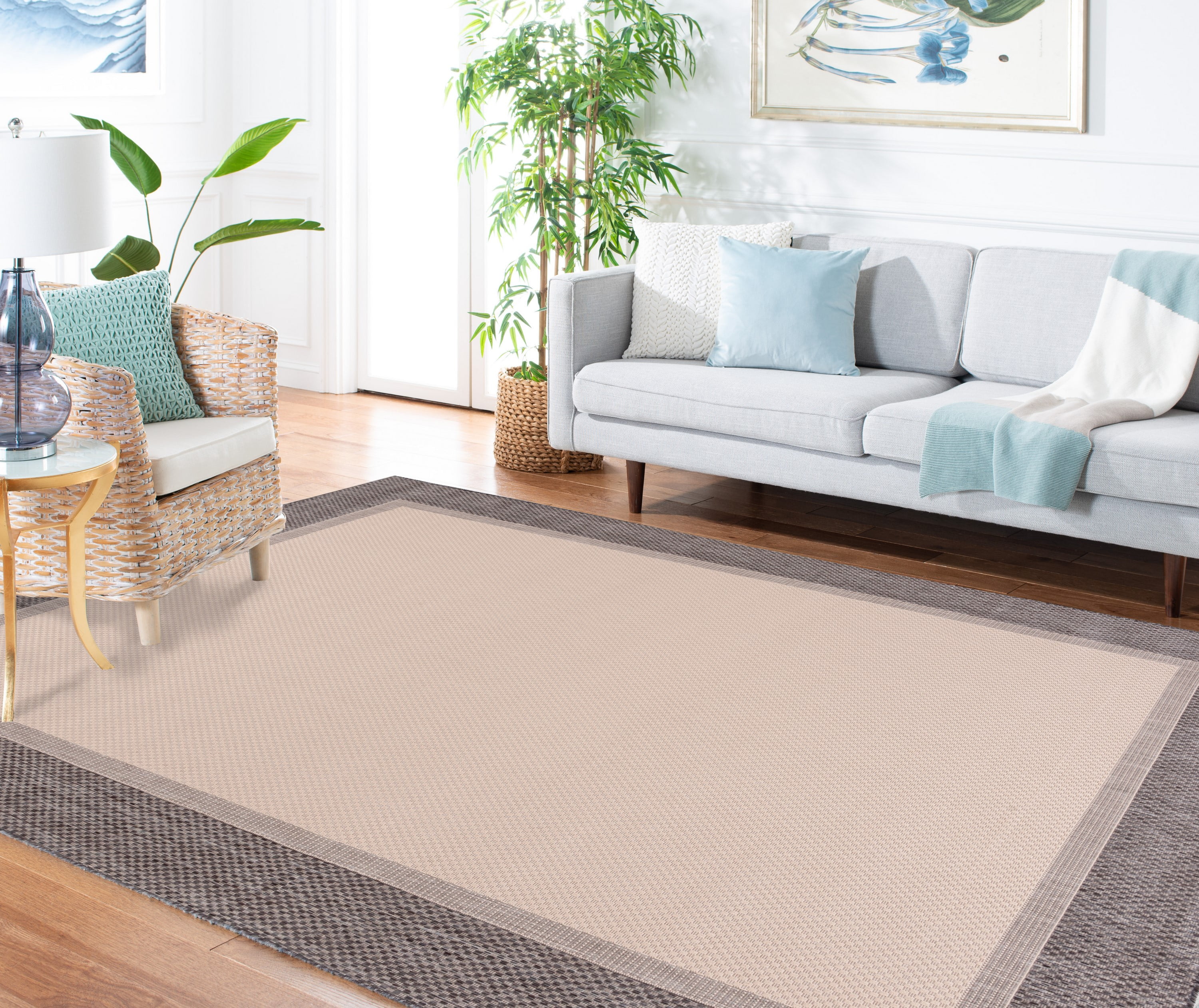 SAFAVIEH Martha Stewart Geometric Indoor/Outdoor Area Rug, Camel/Brown, 4'5" x 6'5"