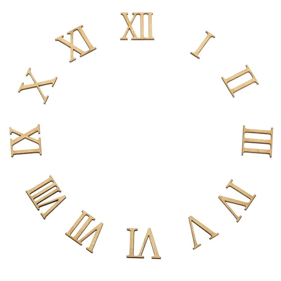 Uxcell Wooden Clock Numbers Kit, Self Adhesive Clock Numbers Accessories for DIY Digital Clock Number Replacement Part, Roman Numerals