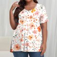 thumbnail image 2 of Pisexur Hauts pour Femmes, Hauts d'Été pour Femmes, Hauts Grande Taille pour Femmes, Hauts pour Dames Mode Été Sexy Imprimé Manches Courtes Col Rond Multicolore, 4TG, 2 of 7