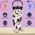 thumbnail image 4 of Cow Print Tumbler with Lid and Straw, Stainless Steel 30oz Tumbler with Handle, Brown Cow Print Travel Coffee Mug Water Bottle, Cow Gift Cups for Women and Girls, 4 of 5