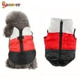 thumbnail image 2 of Spencer Pet Cat Dog Jacket Patchwork Winter Fall Waterproof Dog Coat Vest Warm Outfit Puppy Costume for Small Medium Dogs (M,Red+Black), 2 of 9