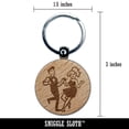 thumbnail image 2 of Happy Dancing Couple Round Keychain Charm Tag - Engraved Wood, 2 of 6