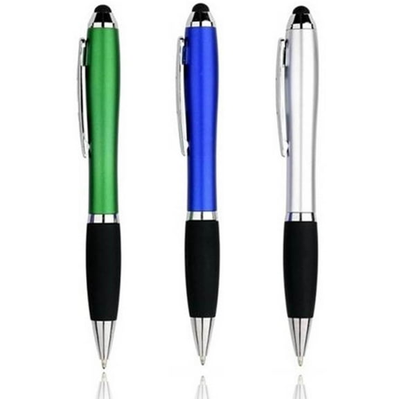 Stylus Pen [3 pcs], New 2-in-1 Universal Touch Screen Stylus w/ Ballpoint Pen For Smartphones Tablets iPad iPhone Samsung etc [Green Blue Silver]