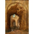 thumbnail image 2 of Dauzats, Adrien 18x24 Gold Ornate Wood Framed with Double Matting Museum Art Print Titled - Ruined Church, 2 of 4
