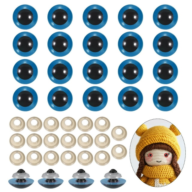 Uxcell Ojos de Seguridad de 20mm, 20Pcs Ojos de Seguridad Realistas para Muñecas de Croché Azules