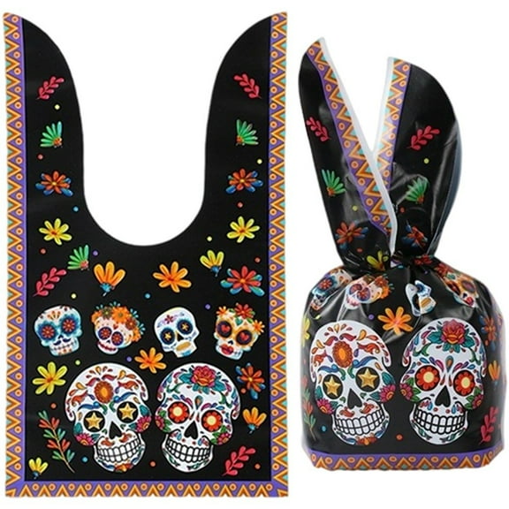 50pcs Mexico Day Of The Dead Sweets Candy Bags Halloween Party Treat Bags for Chocolate Sweets Biscuit Gift - Trick or Treat