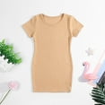thumbnail image 2 of Utoimkio Toddler Girls Short Sleeve Dress Solid Color Summer Dress Summer Outfits Clothes Size 0-6Y, 2 of 5