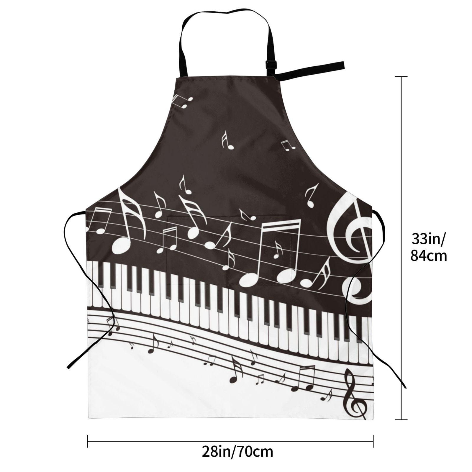 Kdxio Piano Keys With Musical Notes Apron with Pockets Adjustable Kitchen Aprons for Men Women Waterproof Aprons for Cooking,Drawing,Crafting, Baking Household Cleaning