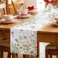 thumbnail image 5 of Pink Purple Flower Table Runner - 60 Inch Long Spring Country Floral Leaf Grey Plaid Cotton and Linen Blended Dress Scarves Farmhouse Table Runner for Kitchen Dining, Coffee Table, 13" x 60", 5 of 8