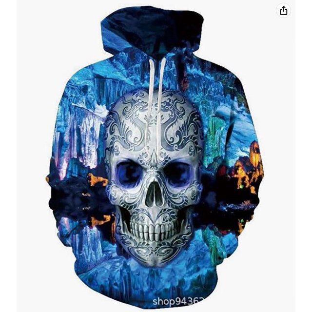 Sweat à Capuche Mode Imprimé 3D Motif Crâne pour Hommes