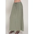 thumbnail image 4 of Women's Elastic Waist Crinkle Woven Long Skirt with Tie Detail, Casual Flowy Maxi Skirt Olive S, 4 of 5