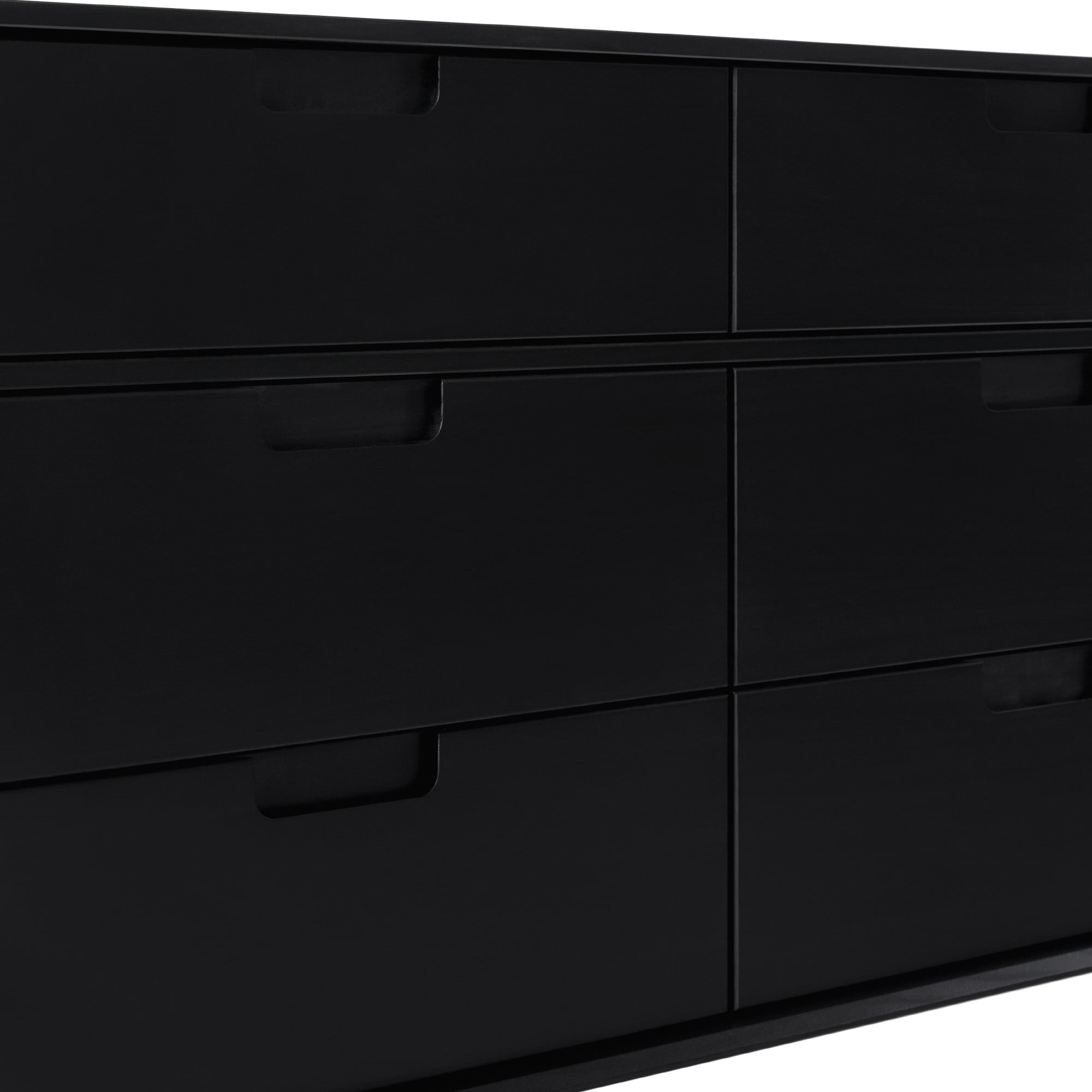 Walker Edison Mid-Century Modern 6-Drawer Solid Wood Dresser, Black