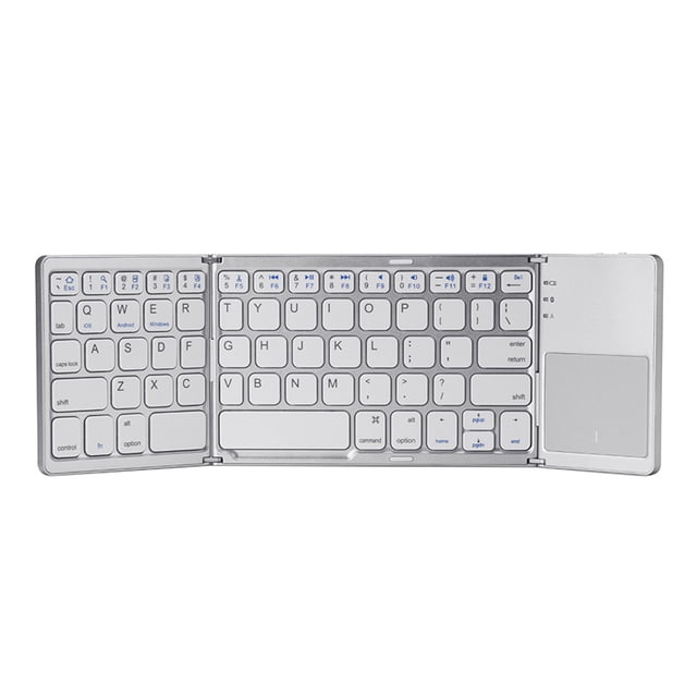 3-Fold Ultra-Thin Bluetooth Keyboard: Wireless Foldable Design with Touchpad, Compatible with 3 Systems for Phones & Laptops