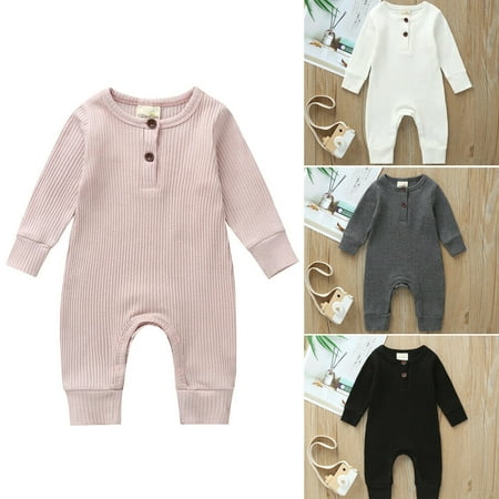 

Infant Newborn Baby Boys Girls Romper Clothes Spring Autumn Long Sleeve Solid Color Round Neck Bodysuit Casual Jumpsuit 0-18M