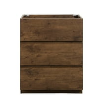 Floor cabinet WITHOUT basin,Walnut color,With three drawers