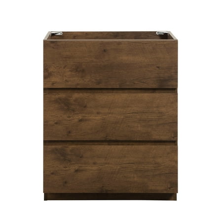 Floor cabinet WITHOUT basin,Walnut color,With three drawers