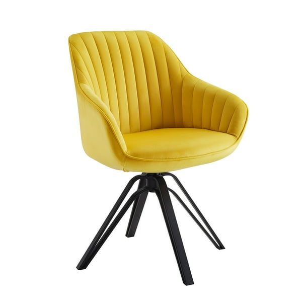 Art Leon Modern Fabric Accent Chair Home Swivel Desk With Metal Legs Mid Yellow Com Art Leon Modern Fabric Accent Chair, Art Leon Modern Upholstered Swivel Accent Chair With Arms