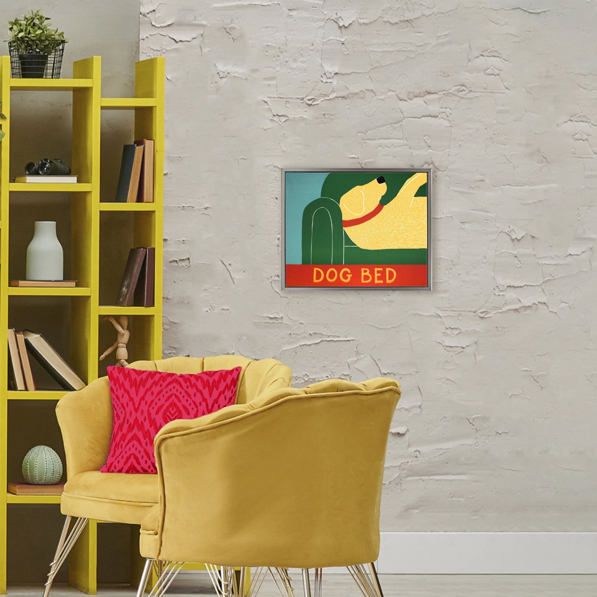 Dog Bed Labrador Gray Framed Floater Canvas Wall Art, design by Stephen Huneck