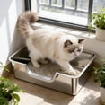 thumbnail image 5 of Kraoden Stainless Steel Cat Litter Box with High Sides, Odor Control, Anti-Scatter Design, Non-Slip Bottom, Large Capacity for Easy Cleaning, Ideal for All Cat Litter Types, 5 of 6
