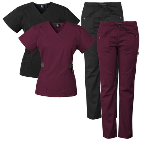 

2-PACK Medgear 12-Pocket Women s Scrub Set with Silver Snap Detail & Contrast Trim