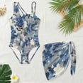 thumbnail image 3 of Xixirimido Blue Camouflage Print Girls One Piece Swimsuit with Adjustable Strap and Mesh Cover Up Skirt, One Shoulder Cute Bathing Suit Swimwear Set, Size 15-16 Years, 3 of 7