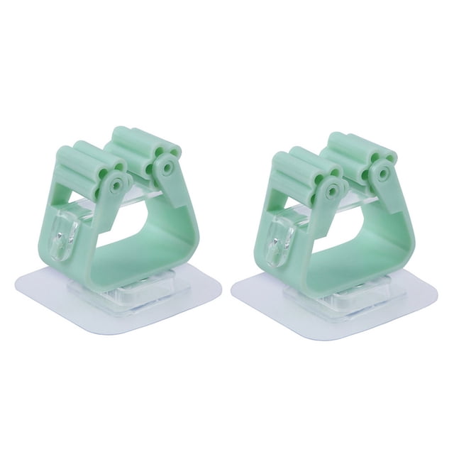Ounissouiy Soporte para fregona de pared para cuarto de baño, 2 uds., estante de Clip, colgador de cepillo adhesivo de Material ABS, suministros Almacenamiento y organización del hogar Verde