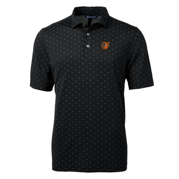 Men's Cutter & Buck Black Baltimore Orioles Big & Tall Virtue Eco Pique Tile Print Polo