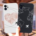 thumbnail image 2 of Funda de silicona de viaje con mapa del mundo de aviones populares de lujo para iPhone 11 12 13 14 Pro Max 13Mini 13ProMax Cute Candy Matte Soft Cover Deng Xun unisex, 2 of 2