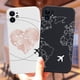 thumbnail image 2 of Funda de silicona de viaje con mapa del mundo de aviones populares de lujo para iPhone 11 12 13 14 Pro Max 13Mini 13ProMax Cute Candy Matte Soft Cover Deng Xun unisex, 2 of 2