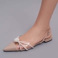 thumbnail image 4 of XYD Women Elegant Pearl Closed Pointy Toe Flats Buckled Strap Shopping Date Daily Sandal Shoes Size 15 Nude, 4 of 4