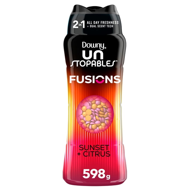 Downy Unstopables Fusions In-Wash Laundry Scent Booster Beads, Sunset & Citrus Scent, 2-in-1 All Day Freshness + Dual Scent Technology