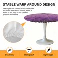 thumbnail image 2 of Elastic Fitted Round Tablecloth, Purple Geometric Waterproof Stretch Table Cover for 55"-60" Tables, Ombre Modern Abstract Art Washable Outdoor Tablecloths for Patio, Picnic, Camping, 2 of 9