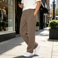 thumbnail image 7 of Nestiefly Mens Baggy Sweatpants Baggy Casual Straight Wide Leg Fleece Sweat Pants Athletic Workout Gym Jogger with Pockets Khaki 2XL, 7 of 7