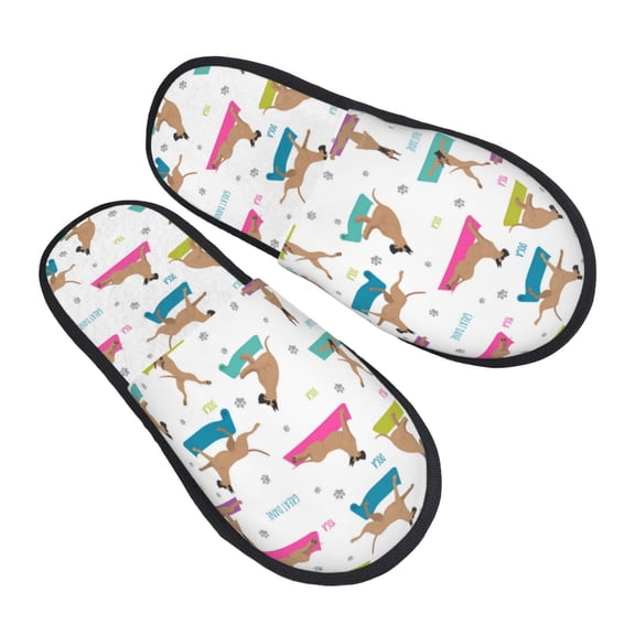 House Slippers for Women Men - Great dane Yoga dogs funny Lightweight House Shoes Fuzzy Slippers, Soft Slip-On Cozy House Slippers for Woman Indoor Outdoor