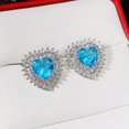 thumbnail image 2 of 925 Silver Women Stud Earring Elegant 7 Color Heart Cut Cubic Zircon Jewelry, 2 of 4