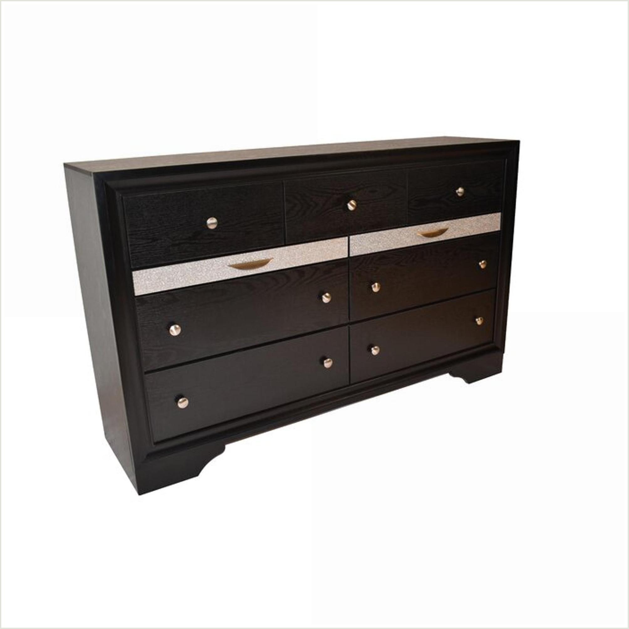 Bedroom Set for Master/Guest Room, Traditional Queen 4 PC Storage in Black Engineered Wood | Black | Wood