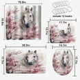 thumbnail image 2 of White Horse 4 Piece Shower Curtain Sets Cherry blossoms Pink Flower Animal Theme with Toilet Lid Cover and Bath Mat, Waterproof Shower Curtain with 12 Hooks, 72x72 Inch, 2 of 4