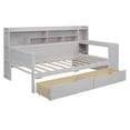 thumbnail image 4 of Twin Size Wooden Daybed with Storage Shelves, Multi-functional Bed Frame with Two Storage Drawers and Study Desk, Daybed Sofa Bed for Bedroom Space-Saving, 4 of 7