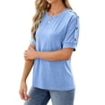thumbnail image 5 of SLADYGLO Women Crew Neck Raglan Short Sleeve Buttons Decorative T-Shirt, 5 of 7