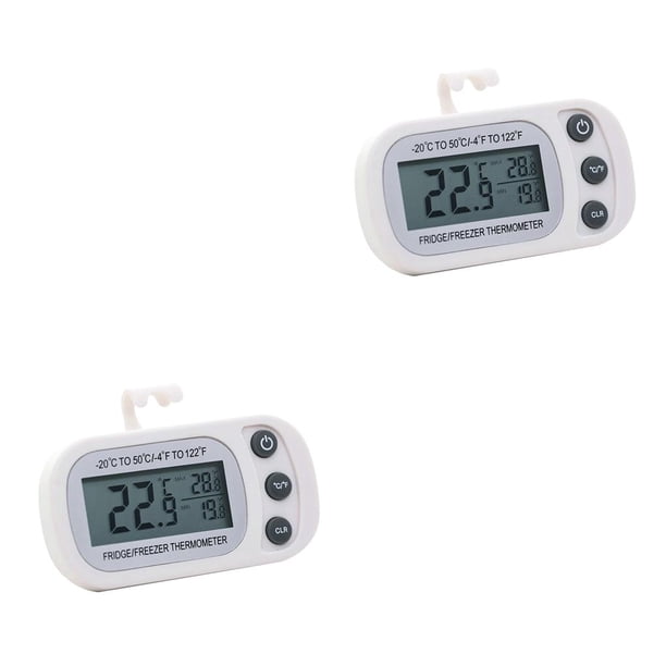Naiovety Digital Portable LCD Screen Display Control IPX4 Waterproof Meter Button Refrigerator Gauge Temperature Blanco 2piezas