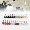 thumbnail image 4 of JUSTJANDM 12 Pairs Multi Natural Gemstone Round Bead Ball Stud Earrings Gold Plated Stainless Steel Tiger Eye Rose Quartz Agate Onyx Opal Malachite Stone Stud Earrings Set for Women, 4 of 7