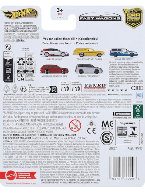 Hot Wheels Premium Car Culture Fast Wagons J Case Set of 5 Cars 1:64 Scale Diecast Model Cars - FPY86 961J