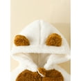thumbnail image 6 of Wassery Baby Girls Hooded Jumpsuit Infant Girls Plush Thickened Hooded Romper Long Sleeve Fuzzy Heart Pattern Zipper Closure Bodysuit Winter Warm Clothes for Newborn Girls 0-18M, 6 of 9