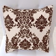 thumbnail image 2 of Flocked Damask Decorative Throw Pillow/Sham Cushion Cover Brown on Beige, 2 of 2