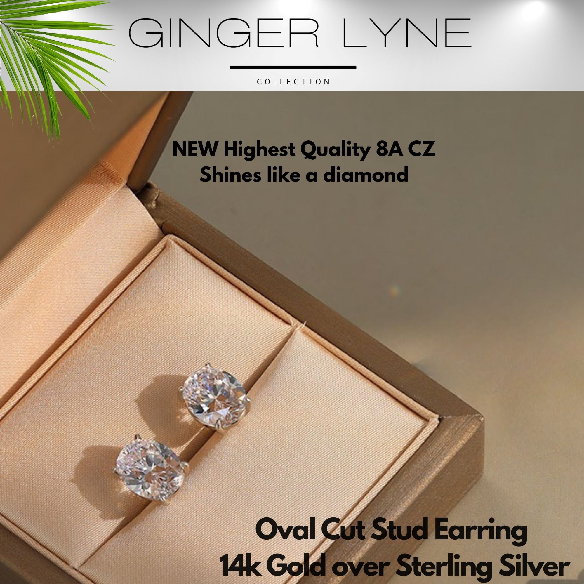 Oval Cut Stud Earrings for Women 5 Ct Simulated Diamond Sterling Silver Ginger Lyne
