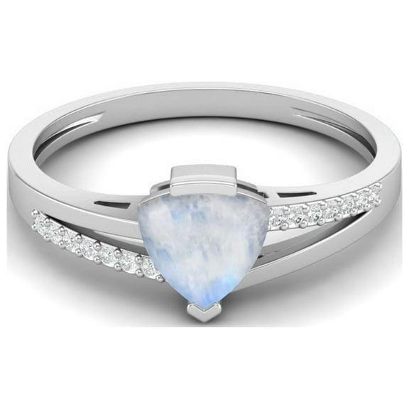 Mooneye 0.98 Cts Trillion Shape Moonstone 925 Sterling Silver Split Shank Engagement Women Ring